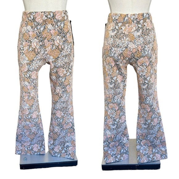 NWT LESET Jane Set Floral-jacquard Jacket & Crop Bootcut Pants Floral Mango Pink - Picture 9 of 17